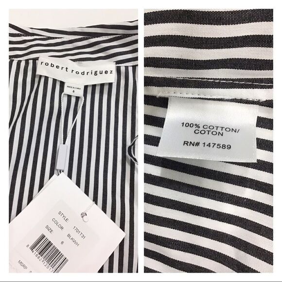 Robert Rodriguez Cold Shoulder Stripe Top NWT SZ 6 - Picture 8 of 8